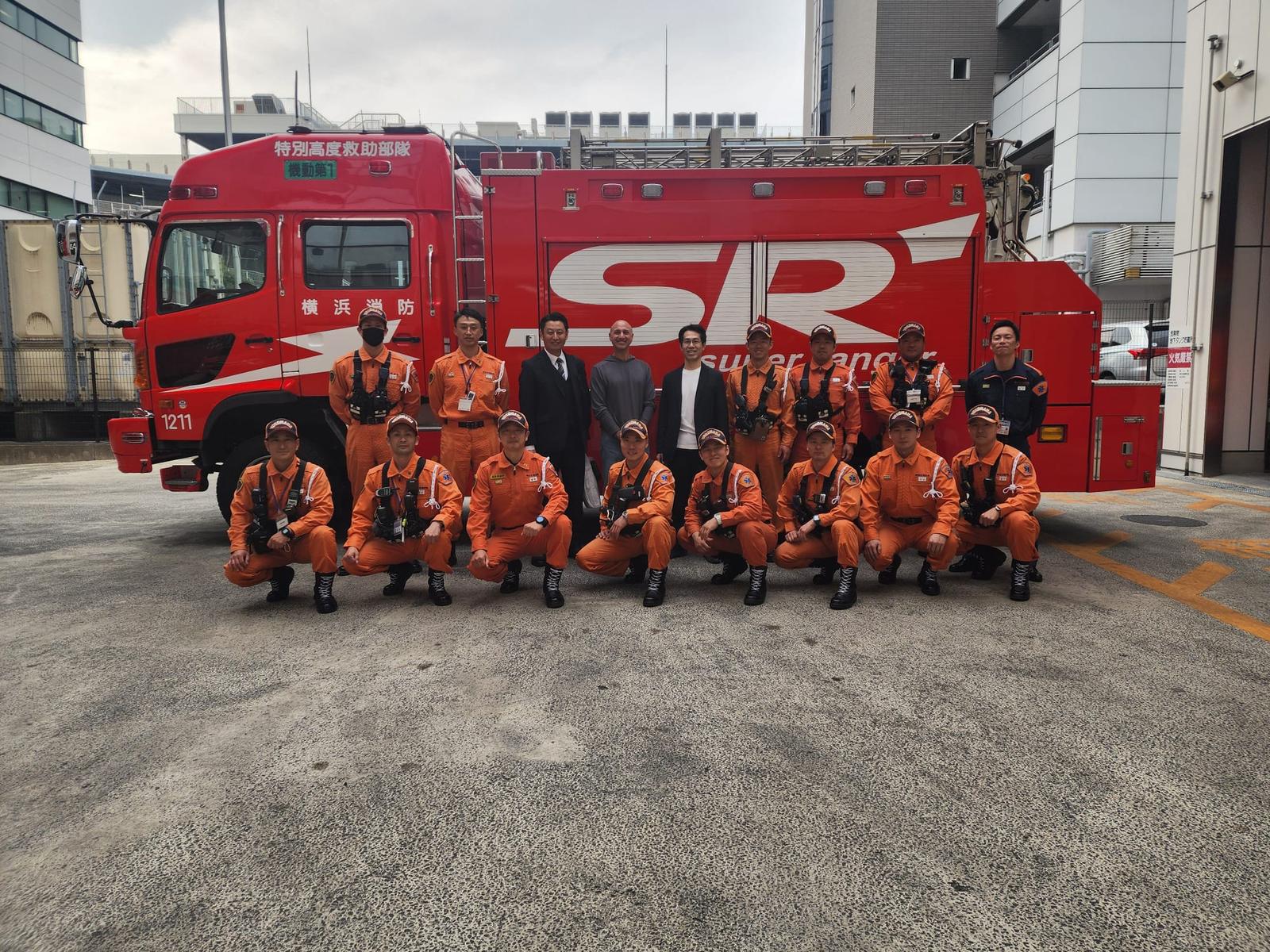 Miguel A. Ferrer during visit to Japan’s Super Rangers and Coast Guard